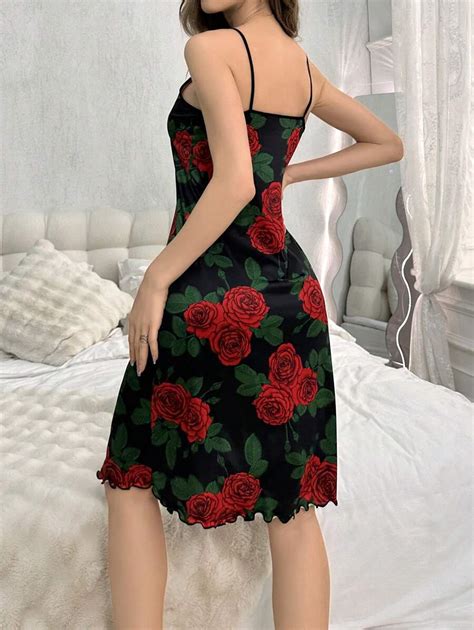 Camisón de pijama con tirantes finos con estampado floral para dama ...