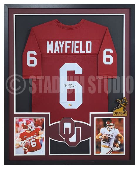 Baker Mayfield Autographed Framed Sooners Maroon Jersey - The Stadium ...