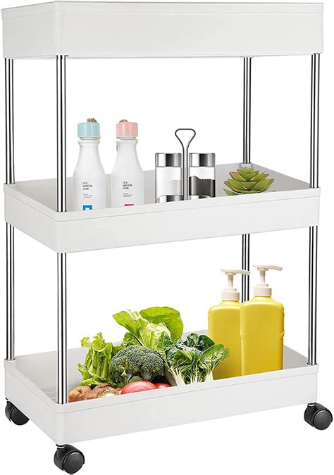LA KROORY Plastic-Stainless Steel Fruit & Vegetable 4 Stand Kitchen ...