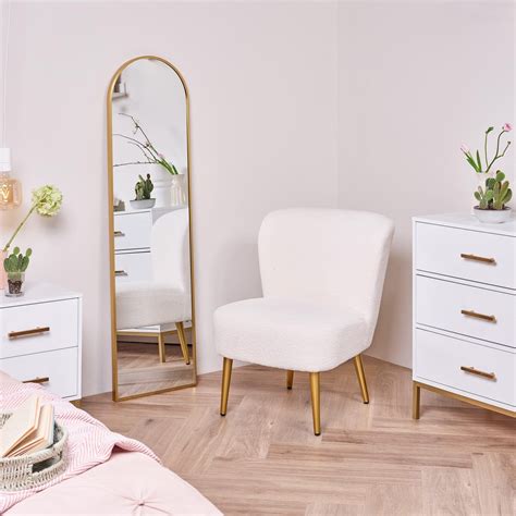 Hattie boucle accent chair - cream with gold legs – Laura James