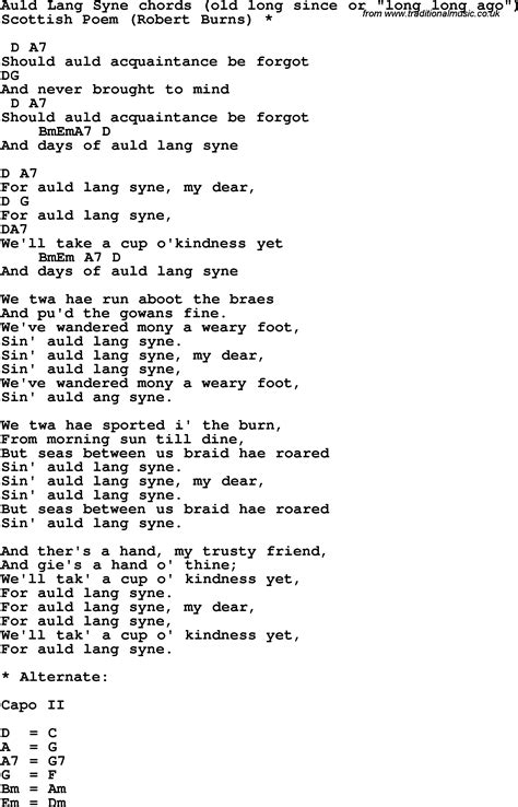 Auld Lang Syne Lyrics Printable