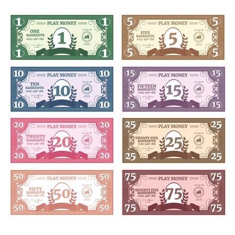 Realistic Board Game Play Money Mock Up Template 10594162 Vector Art at ...