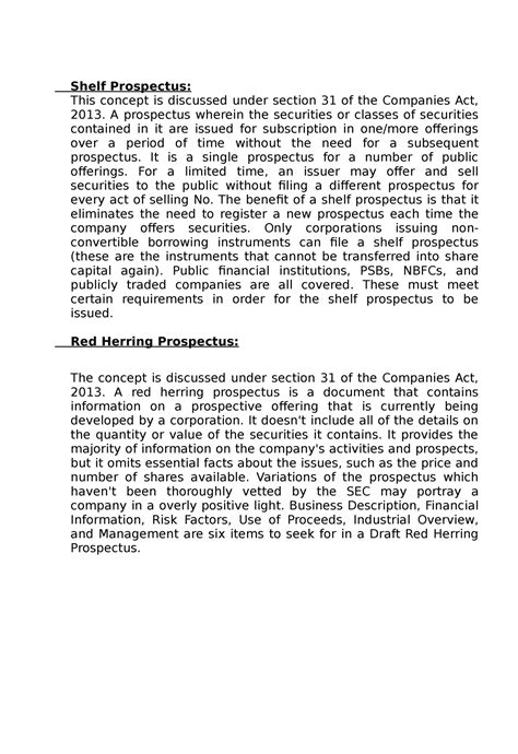 Shelf Prospectus - Company Law Notes - Shelf Prospectus: This concept ...