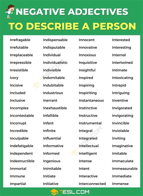 List Of Adjectives To Describe A Person