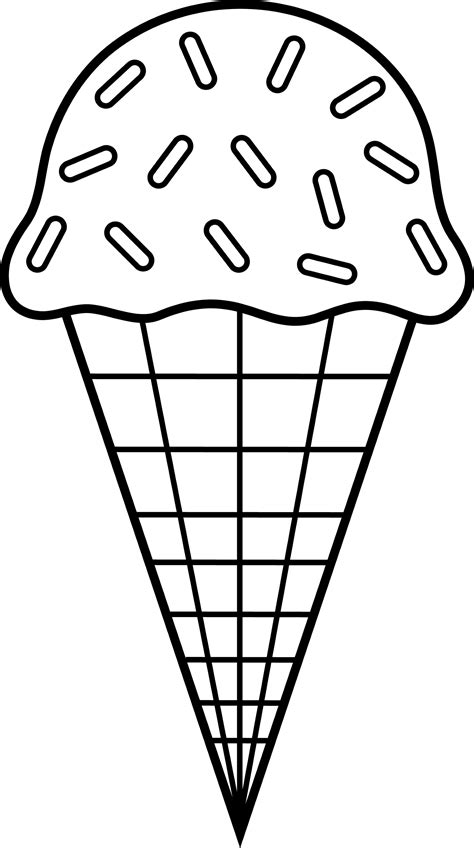 Colorable Ice Cream Line Art - Free Clip Art
