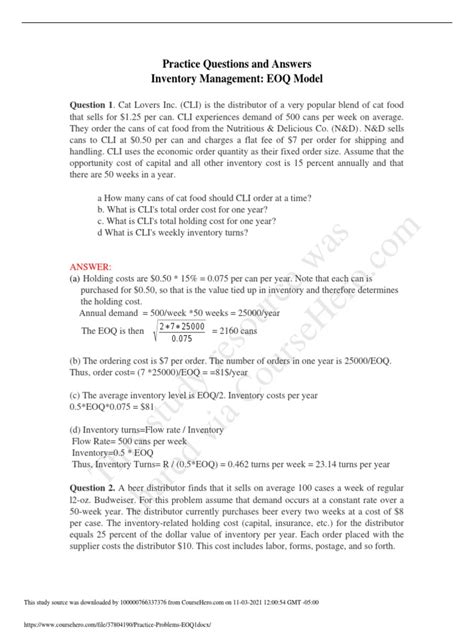 Image result for EOQ Examples and Solutions