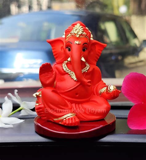 Buy Handcrafted Poly Resin Ganesha Statue with Base - Perfect for Car ...