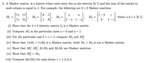 Image result for Markov Matrix Example
