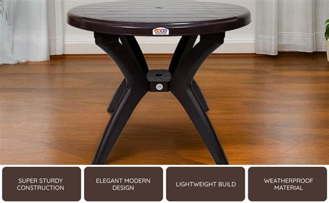 AVRO Furniture Alfa Plastic Round Dining Table, 4 Seater, Contemporary ...