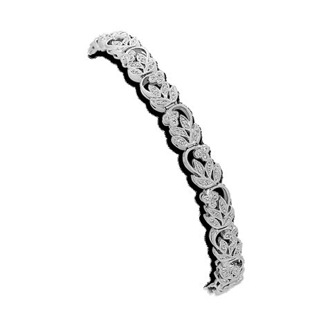 Vintage Diamond Bracelet 14k white gold (7'') | Shane Co.