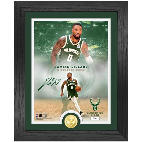 Highland Mint Damian Lillard Milwaukee Bucks 13'' x 16'' Legends Bronze ...