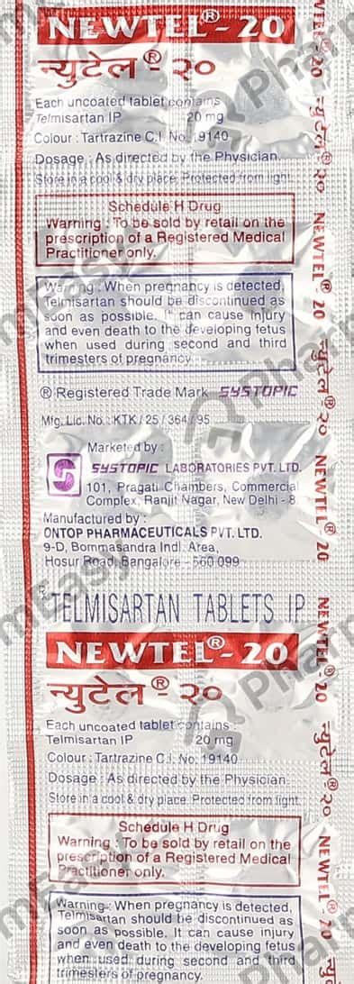 Newtel 20 MG Tablet (10): Uses, Side Effects, Price & Dosage | PharmEasy