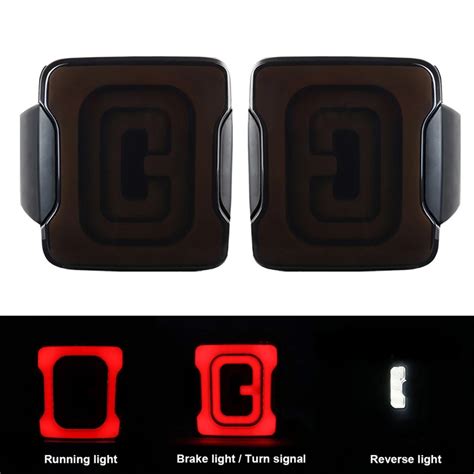 2PCS Smoked Shell LED Tail Light with Running/Brake/Turn Signal/Revers ...