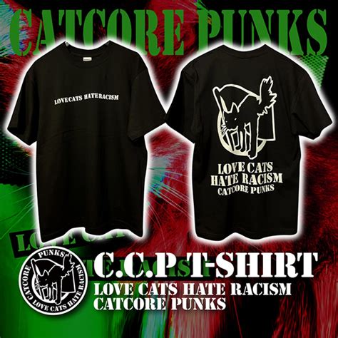 CATCORE PUNKS / LOVE CATS HATE RACISM ♯ ブラック Short sleeve (半袖) | 想考舎
