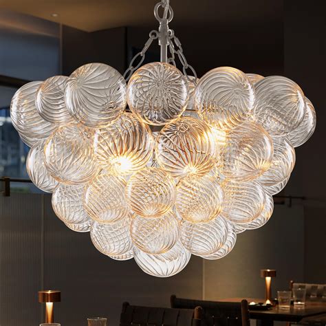 BeyPan Cluster Bubble Glass Ball Chandelier Nickel Finish Light ...