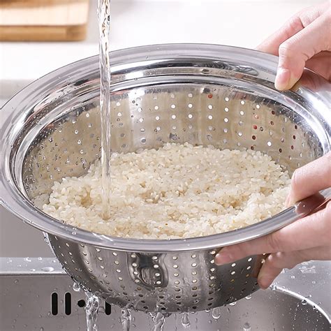 Buy Yixx Stainless Steel Holes Washing Rice Sieve Strainer Fruits ...