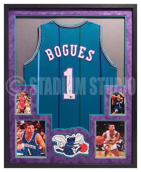 Muggsy Bogues Autographed Framed Hornets Teal Jersey - The Stadium Studio