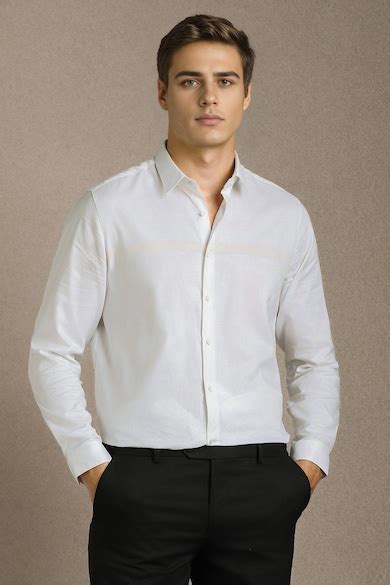 Buy Men White Textured Full Sleeves Casual Shirt Online - 40005918 ...