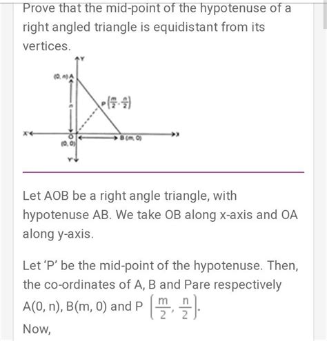 Prove that in a right angled triangle the midpoint of the hypotenuse is ...