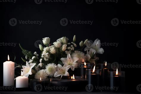 Memorial Flowers With Candles