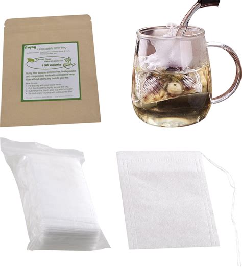 Amazon.com: Tea Filter Bags, Unbleached 100% Natural Drawstring Empty ...