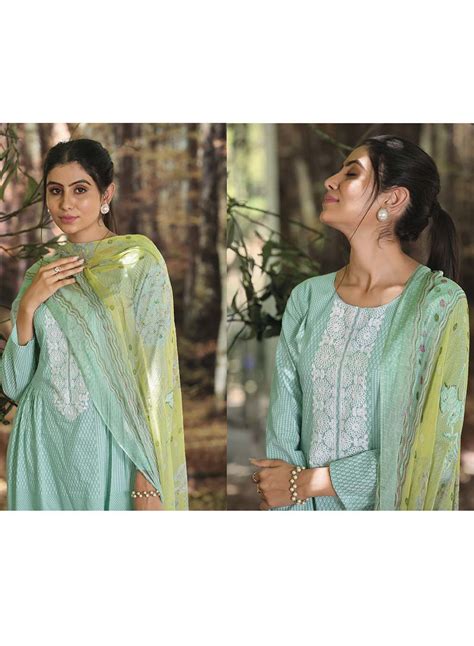 Women Unstitched Lawn Cotton Suit Material with Chiffon Dupatta – Stilento
