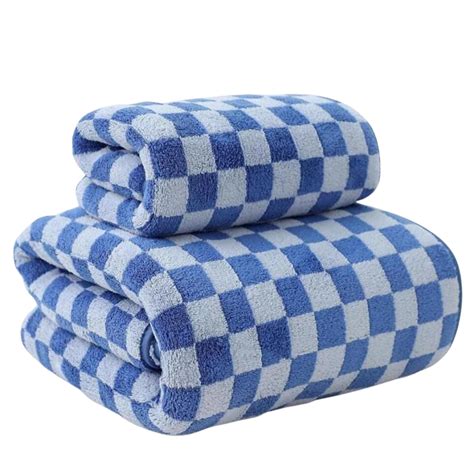 MAXOSHINE Microfiber Towels for Bath-Checkered Bath Towel for Men&Women ...