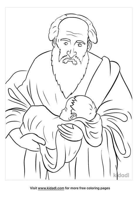 Simeon And Anna Meet Jesus Coloring Page