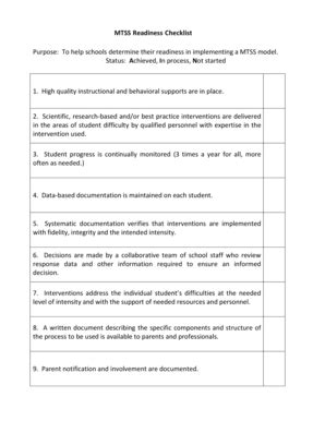 Fillable Online MTSS Readiness Checklist Purpose To help schools ...