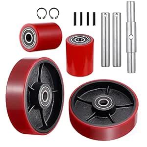 Pallet Jack Truck Wheels Replacement Kit 20mm ID Bearings 7"x2" Steer ...