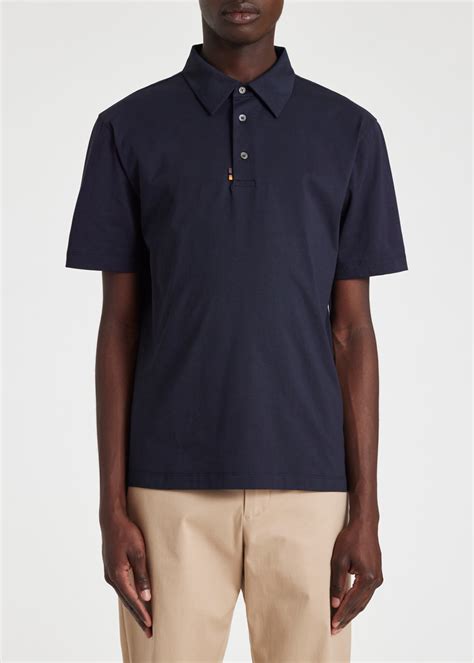 Men's Navy Jersey Polo Shirt with 'Artist Stripe' Tab