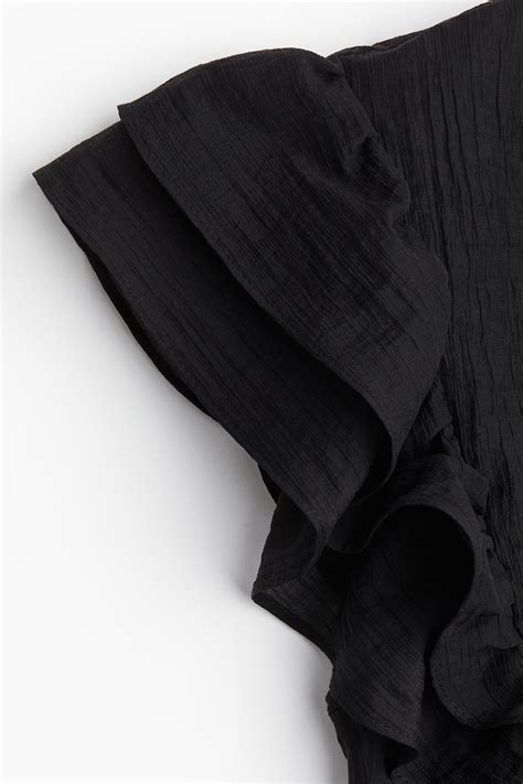 Frill-trimmed dress - Black - Ladies | H&M IN