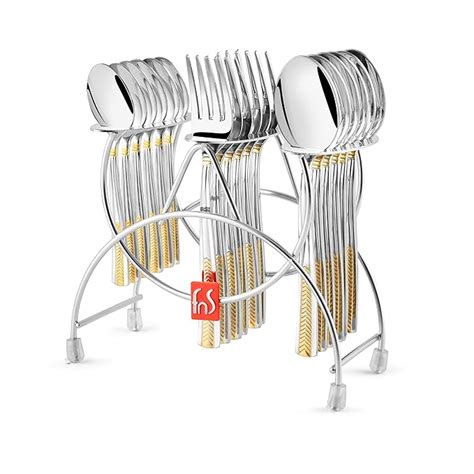FnS Midas 24 Karat Gold Plated on Handle Stainless Steel 18 Pc Cutlery ...
