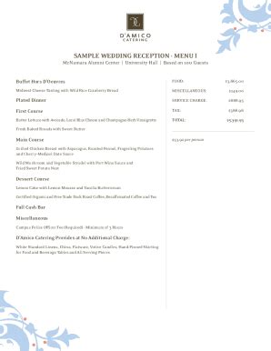Fillable Online SAMPLE WEDDING RECEPTION - MENU I Fax Email Print ...