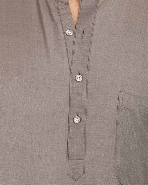Buy Grey WINTAGE Long Kurta with Mandarin Collar | AJIO