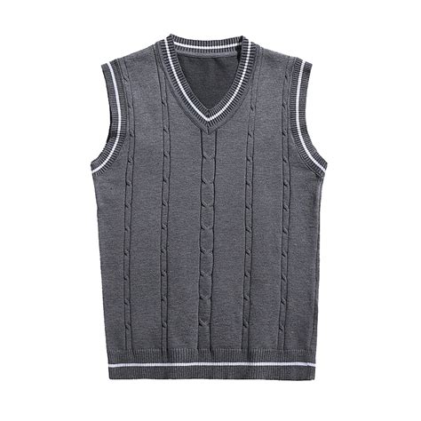Bjutir Mens Coat Men'S Sleeveless Sweater Vest Striped Trim V Neck ...