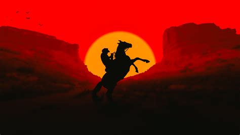 Red Dead Redemption Sunset Silhouette - Western Cowboy HD Wallpaper