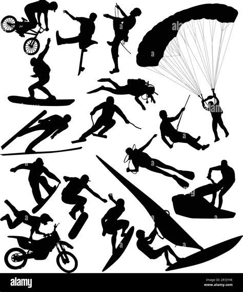 Extreme sports silhouettes - vector Stock Vector Image & Art - Alamy