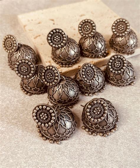 German Silver Jhumkas – Varsha Designers