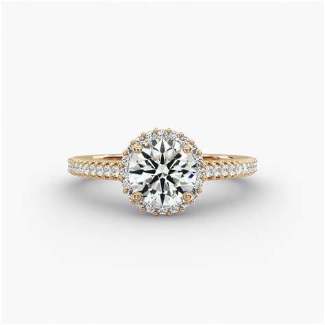 Petite Diamond Halo Engagement Ring In 18K Yellow Gold-17036y