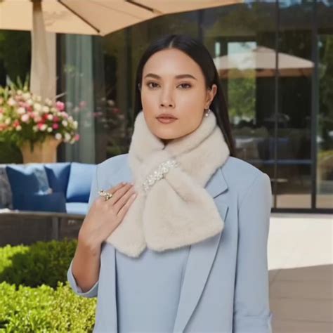 Off-White Stole with Crystal Studs for Women