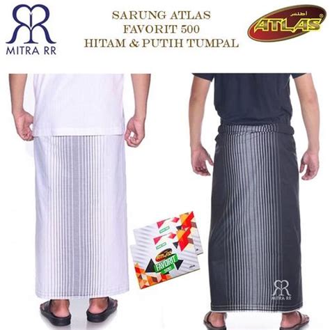Jual MitraRR Sarung Atlas Favorit 500 Hitam Putih Polos Tumpal - Kab ...