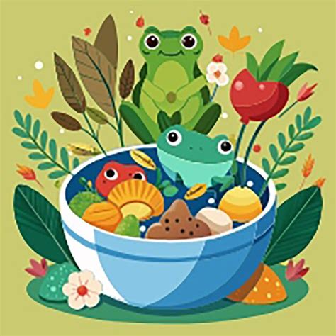 Frogs food vector illustration | Premium AI-generated image