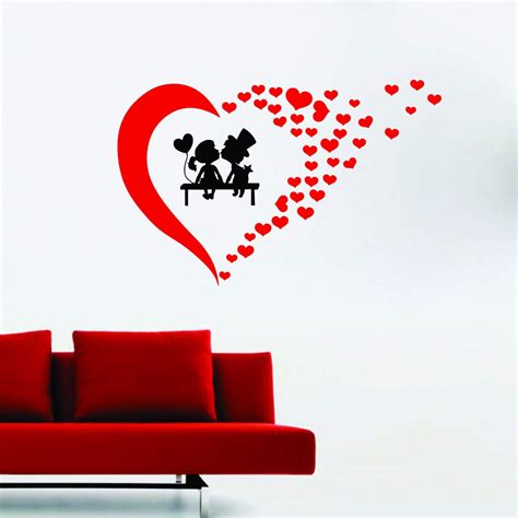 Decor Villa Two- Couple Love Wall Sticker (PVC Vinyl, Size- 91 cm x 58 ...