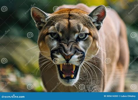 Roaring Cougar or Mountain Lion Hunts Its Prey Stock Illustration - Illustration of wild, fear ...