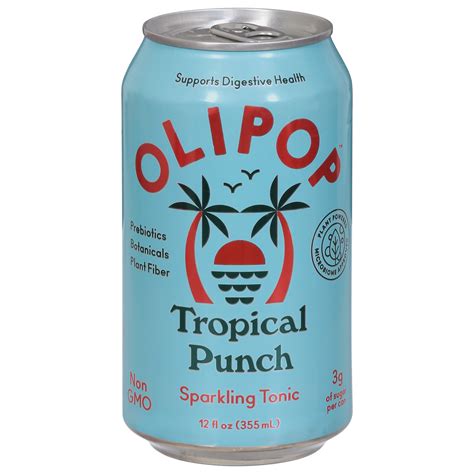 OLIPOP Tropical Punch Sparkling Tonic, A New Kind of Soda 12 fl oz Can ...