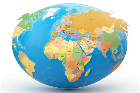 Premium Photo | Globe with map of many continent and countries isolated ...