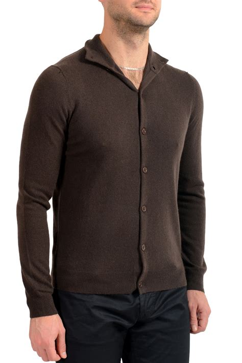 Malo Optimum Men's Coffee Brown Wool Cashmere Cardigan Sweater