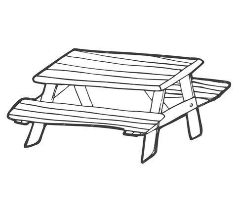 Premium Vector | Hand drawn vector illustration of park picnic table with benches