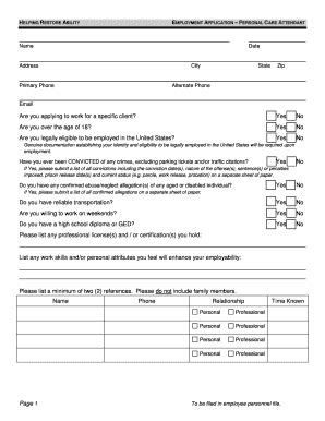 Fillable Online hratexas HELPING RESTORE ABILITY EMPLOYMENT APPLICATION ...